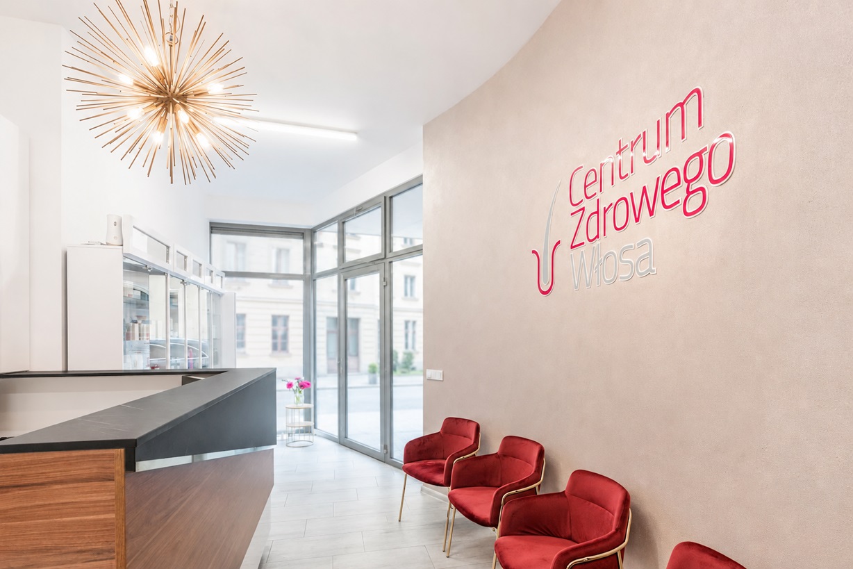 Wnętrze Centrum Zdrowego Włosa w Krakowie
